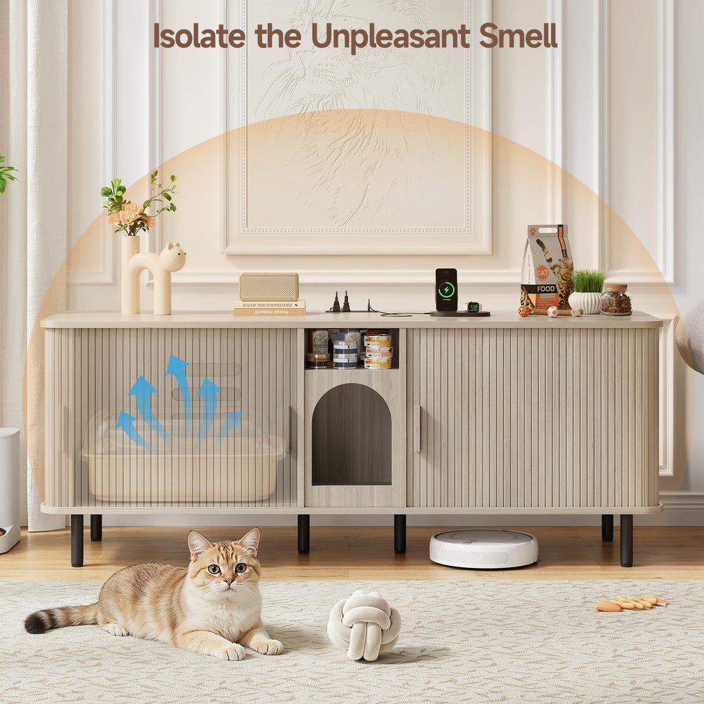 ONBRILL 65 Inches Cat Litter Box Enclosure for 2 Cats