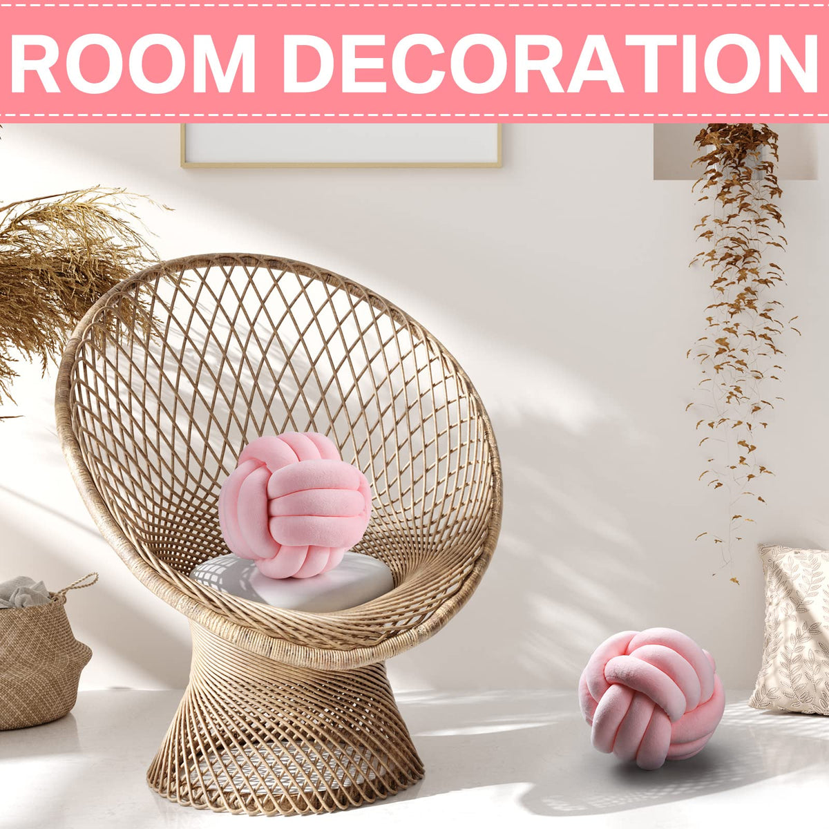 Namalu 2 Pcs Knot Pillow Decorative Throw Pillow - Light Pink / 7.87 Inches view 3