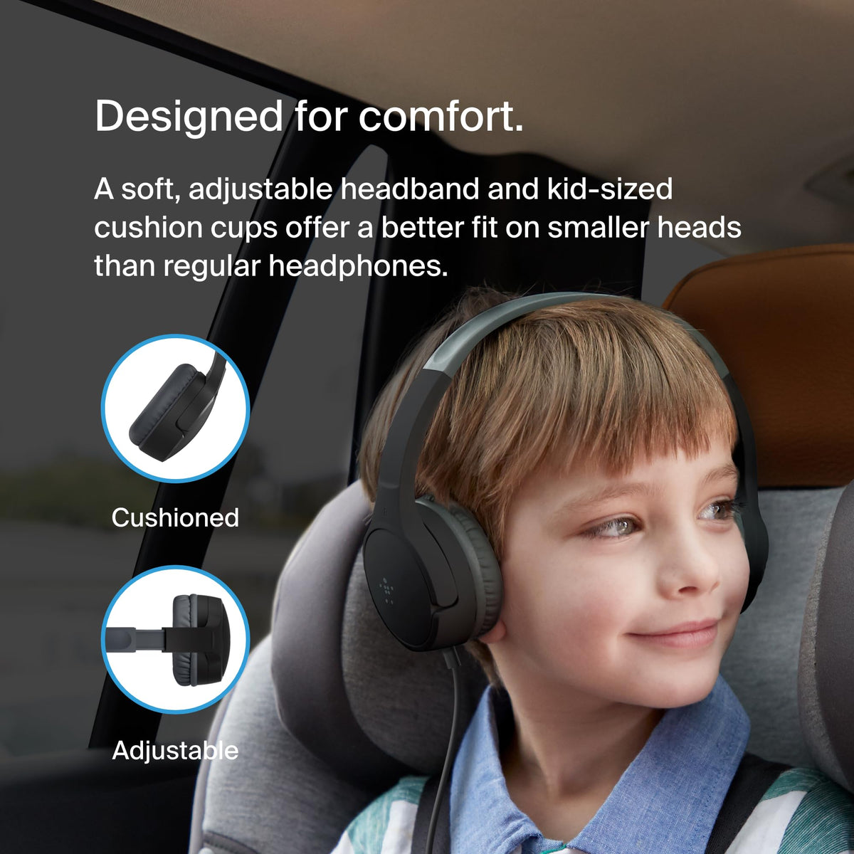 Belkin SoundForm Mini Kids Headphones - Black / Wired view 4