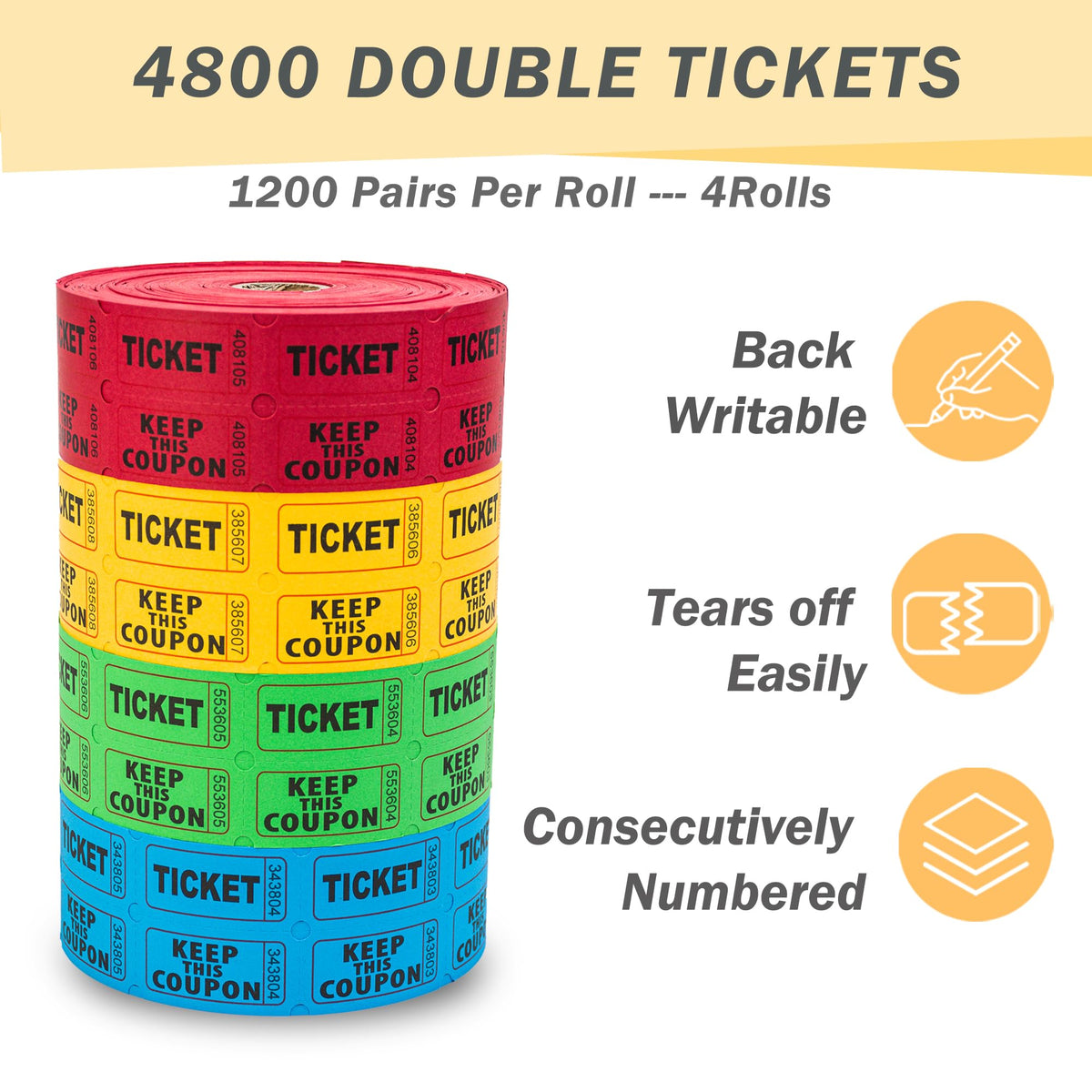 Homrelaxy Pairs Double Raffle Tickets, 50/50 Raffle Tickets Roll