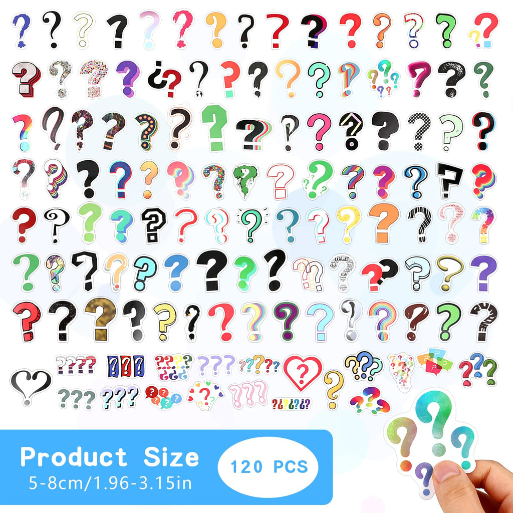 GEEHUA 120pcs Question Mark Stickers, Question Mark Waterproof Self Adhesive Vinyl Stickers for Question Marks Decal (Pack of 120)
