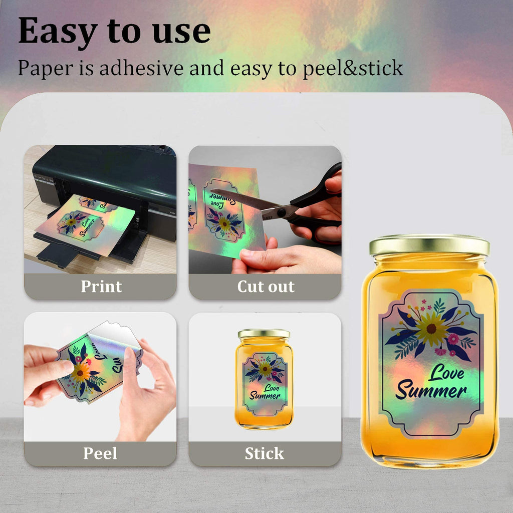 MECOLOUR Holographic Sticker Paper 8.5'' 11'' Printable Premium Rainbow Vinyl for Cricut - view 4