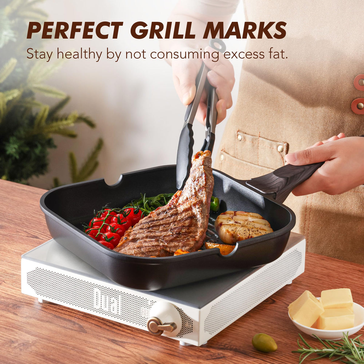 SENSARTE Nonstick Grill Pan for Stove Tops, Versatile Griddle