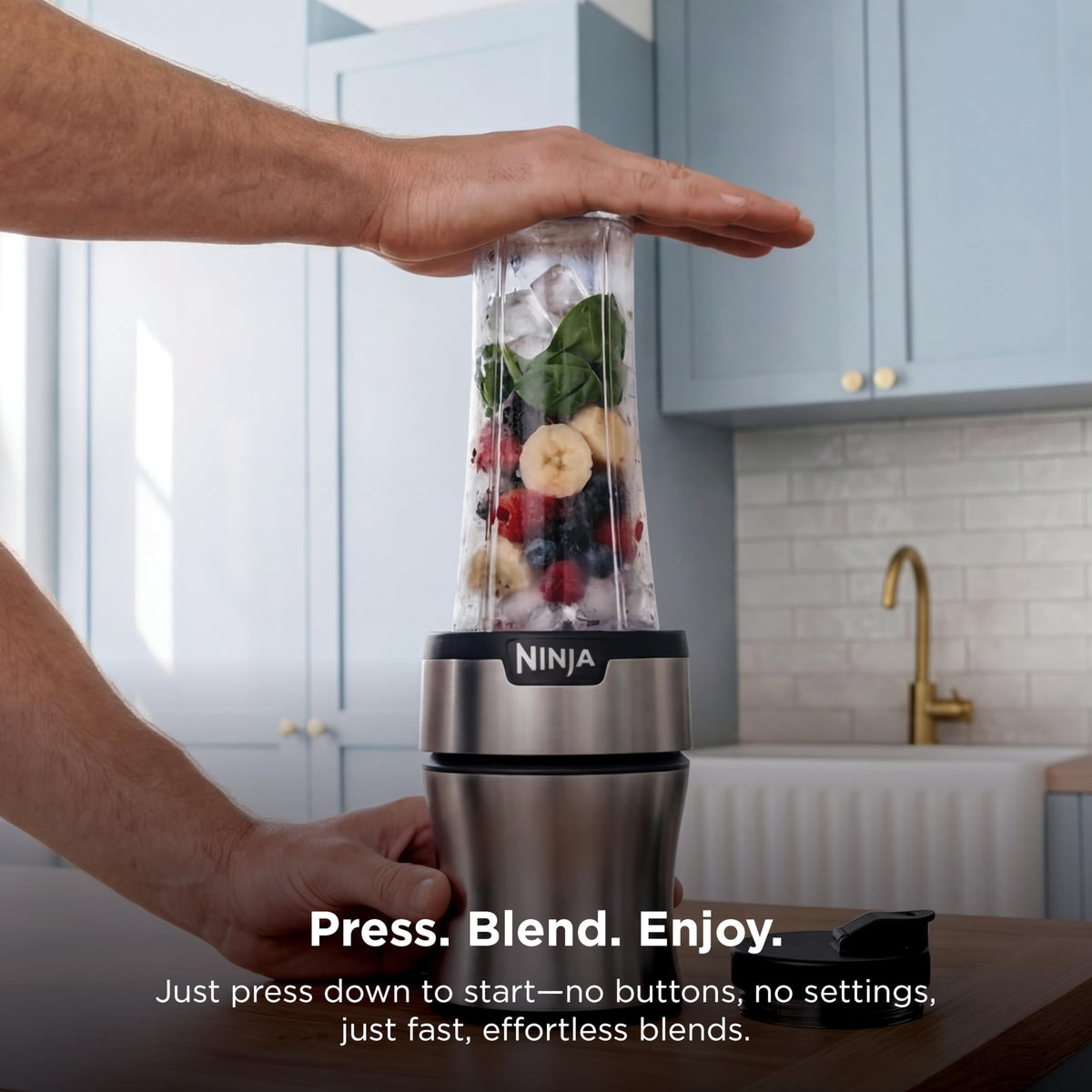 Ninja Nutri-Plus Personal Blender, 900PW, (3) 20oz Cups, Silver, BN301 (additional view 2)
