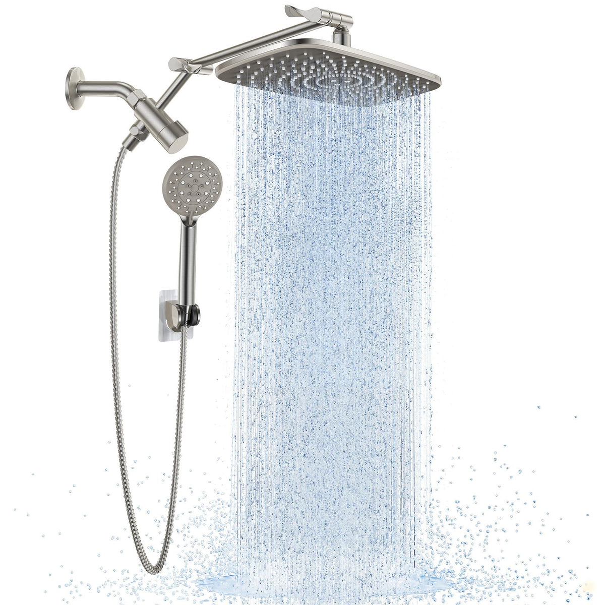 Veken Brushed Nickel 11.8" Shower Head with Handheld,Stain Resistant Finish (SHC5V403)