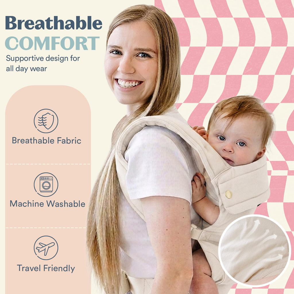 Ergonomic Hip-Healthy Baby Carrier, Front and Back Carry, 7-35 lbs - Vanilla view 6