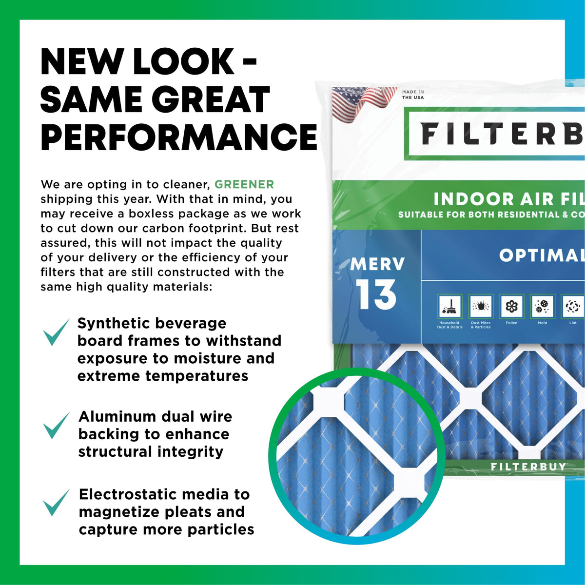 Filterbuy 20x36x2 Air Filter MERV 13 Smoke & Allergy Defense (4-Pack) (AFB20x36x2M13pk4)