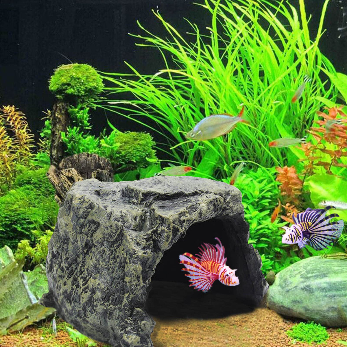 Aquarium Resin Castle Decoration - Rock Hide Cave view 1