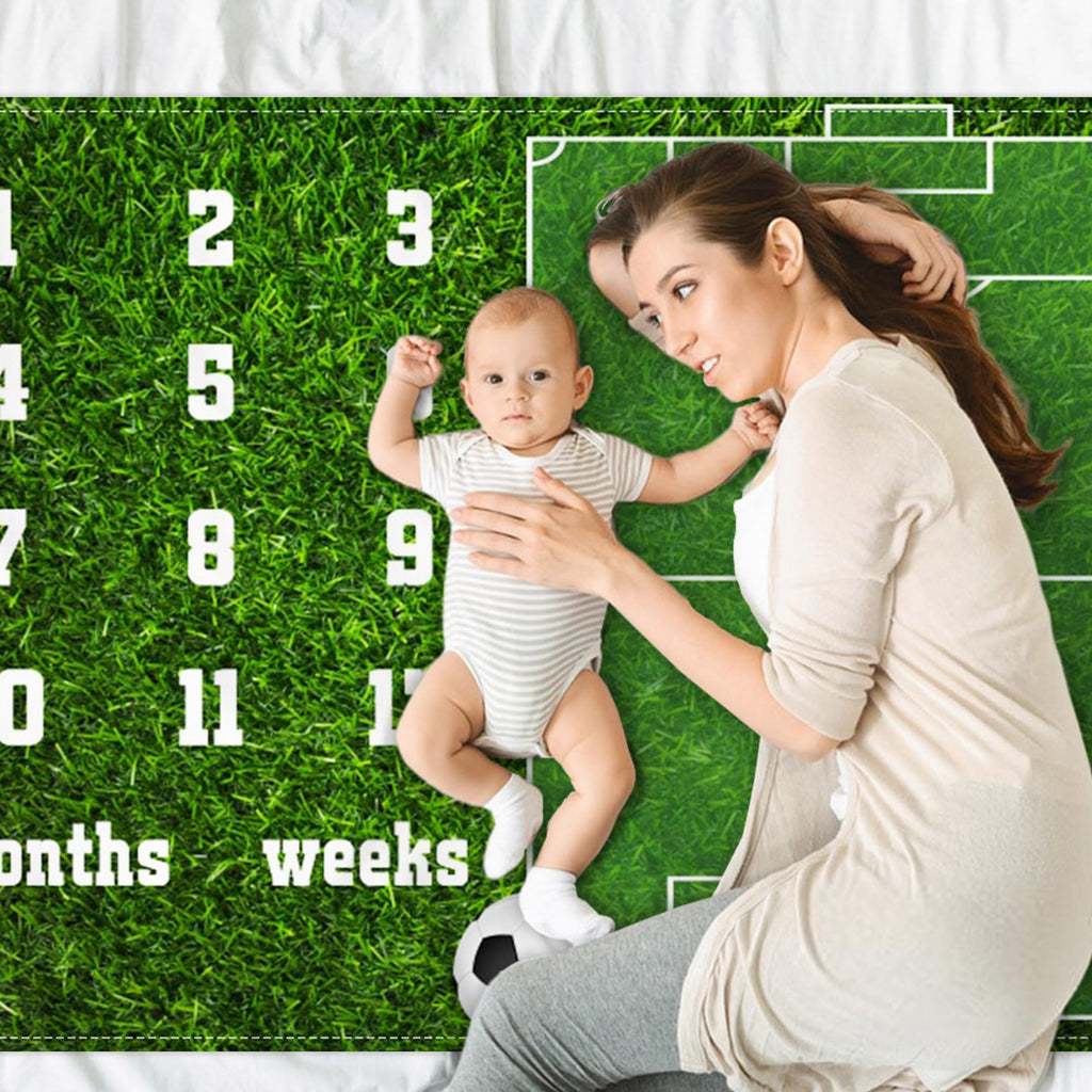 CSFOTO Soccer Theme Baby Monthly Milestone Blanket Football Sports Nursery Decor (additional view 6)