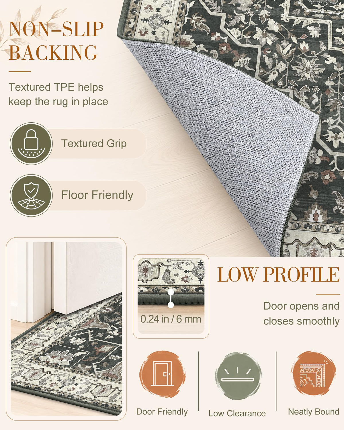 OLANLY Soft Non Slip Carpet - Black / 3' x 6' (Runner) view 6