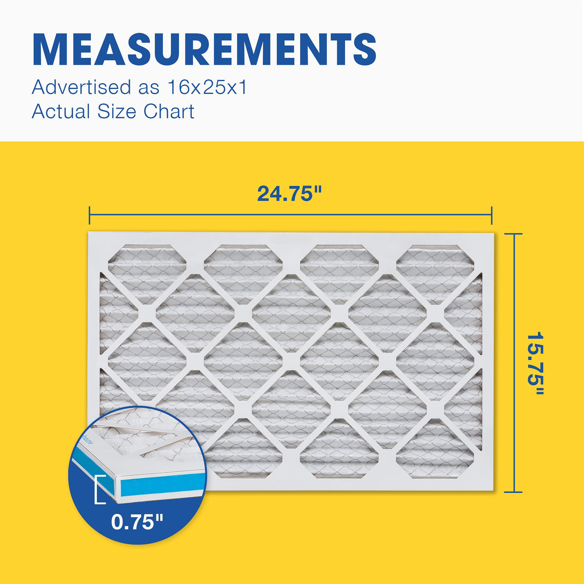 Aerostar Air Filter 16x25x1 MERV 11 AC Filter, HVAC, Furnace Filter, – 6 Pack