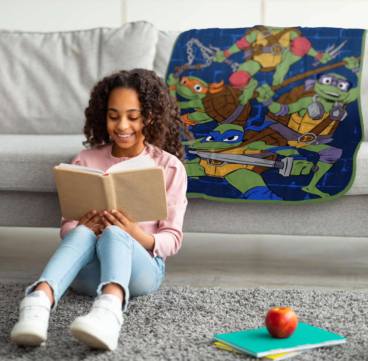Jay Franco Kids Plush Throw Blanket - Blue - Teenage Mutant Ninja Turtles / 46x60 - Throw Blanket view 1