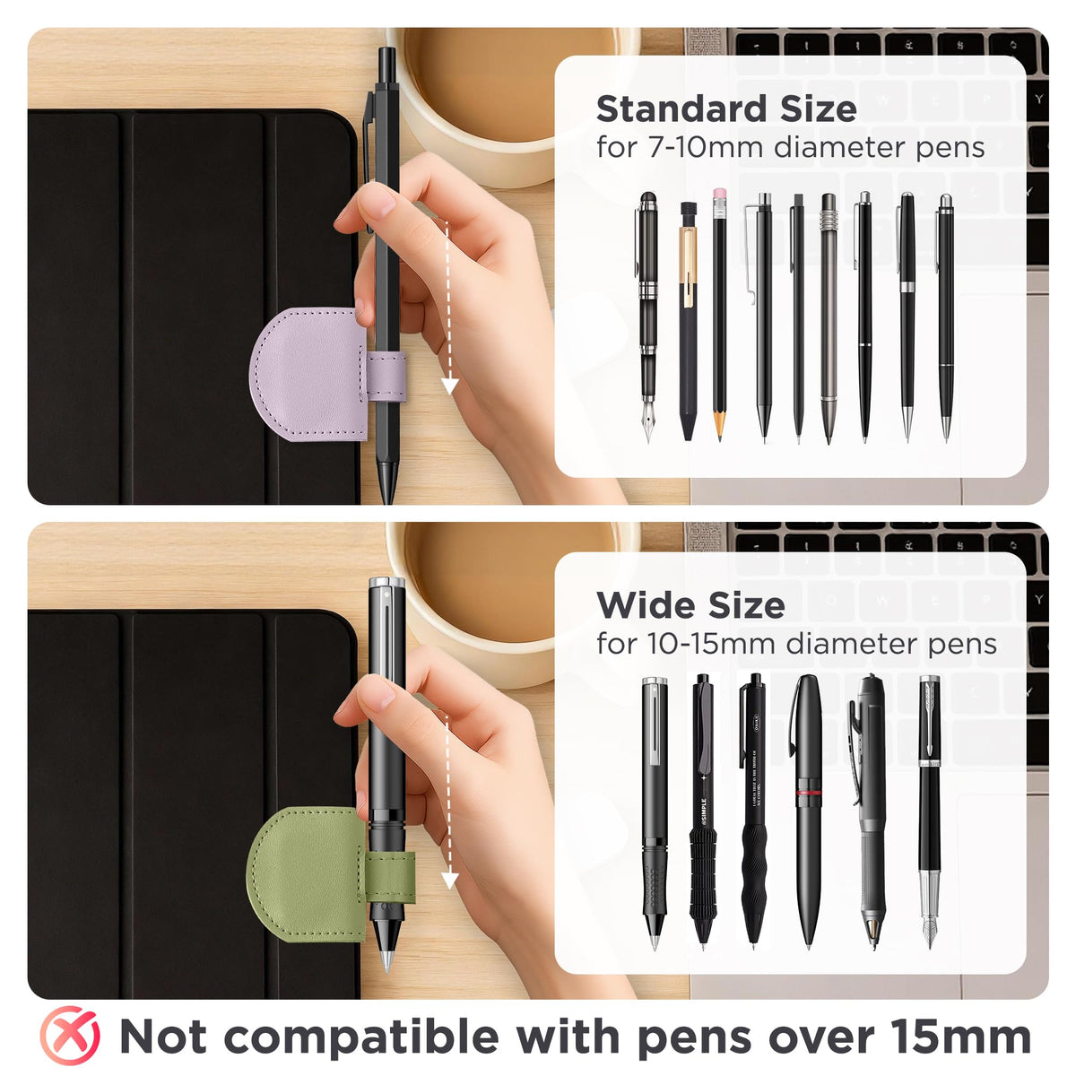 SESENSE Magnetic Bookmarks Pen Holder for Travelers Journal Notebook - Color Set H 3 Pcs / Wide Size view 6