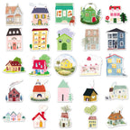 Cute Cartoon House Stickers for Journaling - 50PCS Aesthetic Watercolor House Stickers (additional view 1)