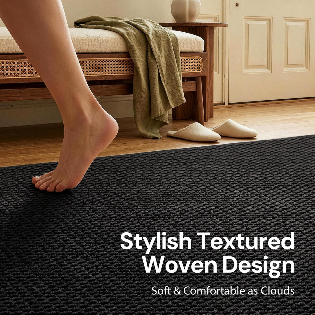Sunfly Runner Rug with Non Slip Rubber Backing - Black / 2' x 3' (Rectangular) view 3