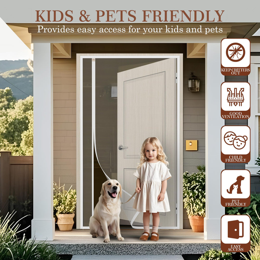 Yotache Magnetic Screen Door Fits - White / Fit 36" x 78" Door (38" x 79" Screen) view 6
