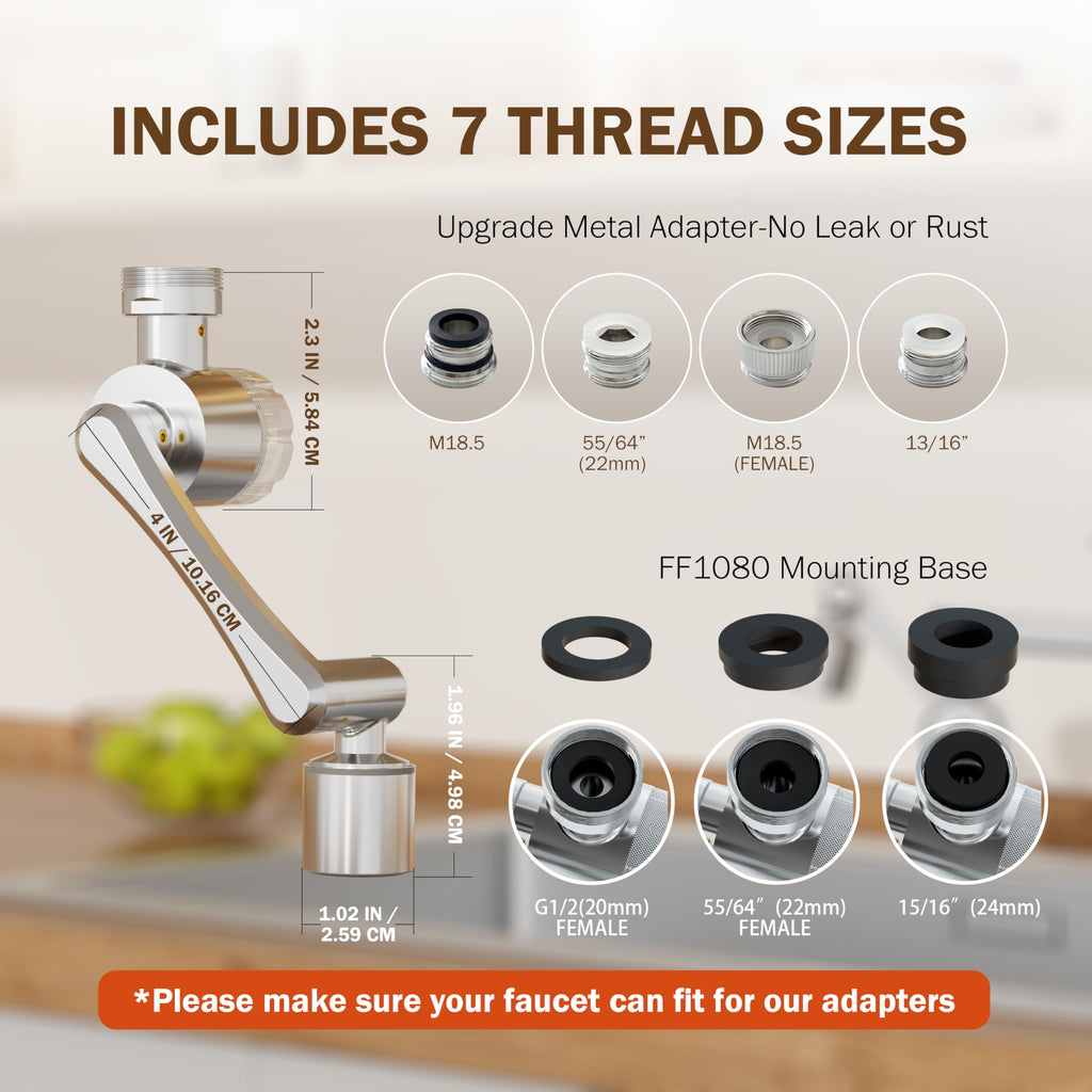 Frizzlife Water Filter for Sink Faucet Extender, NSF/ANSI 372, 9pcs Filter Reduce 99% Chlorine, 1080° Rotating Brass (Pack of 9)