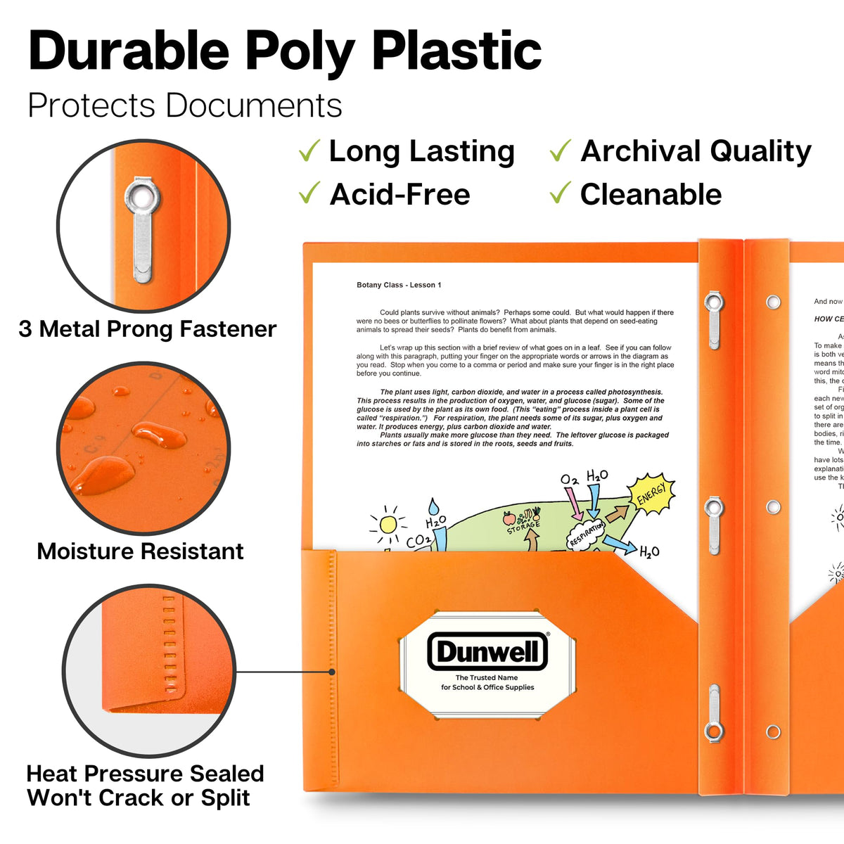 Dunwell Pocket Folders with Prongs