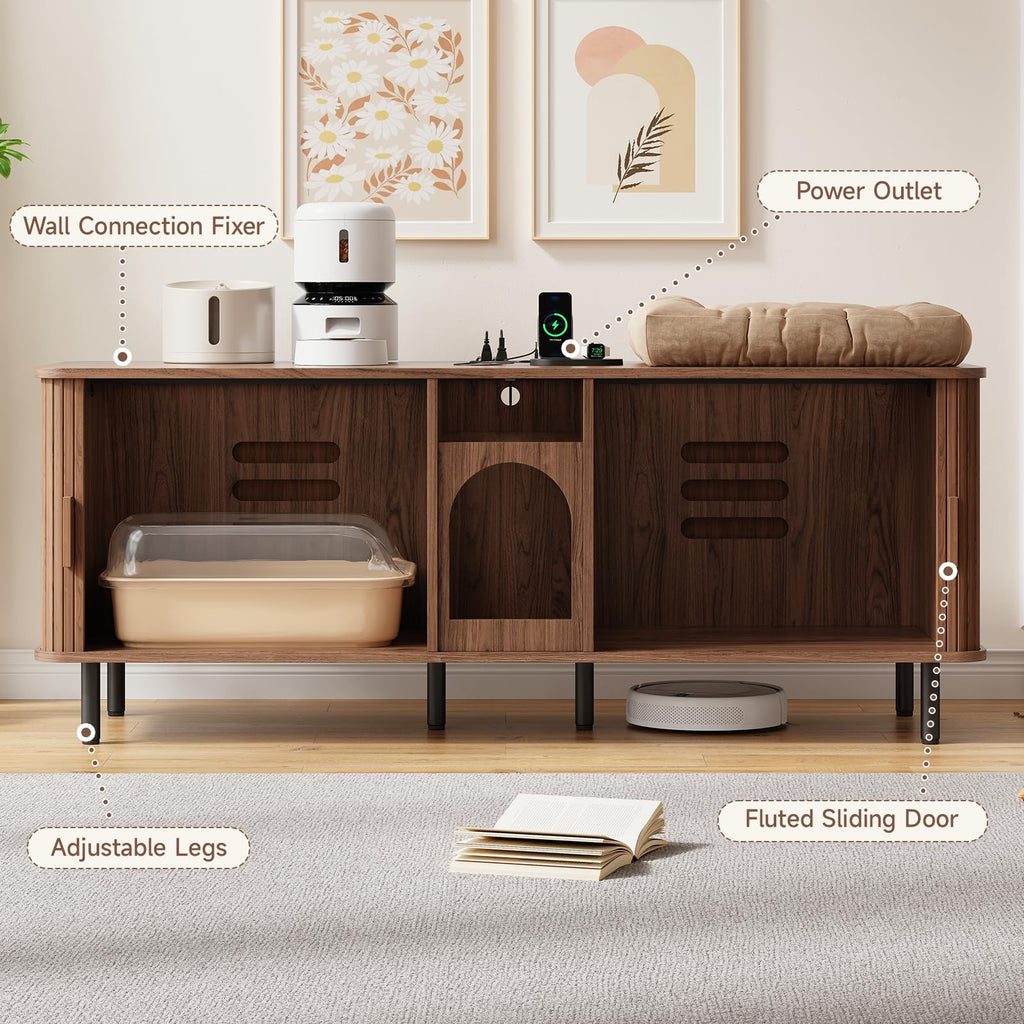 ONBRILL 65 Inches Cat Litter Box Enclosure for 2 Cats