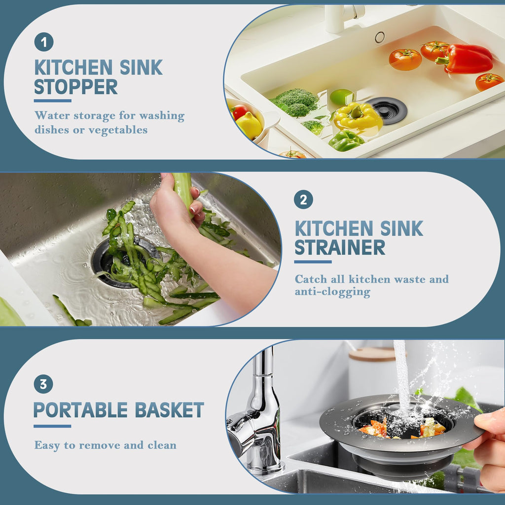 TGOSOMT Kitchen Sink Drain Strainer Stopper, Anti-Clog & Quick Drain (additional view 5)