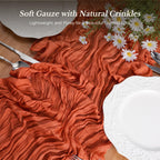 Goodluck Cheesecloth Table Runner 35x120 Inch Boho Gauze Table Runner - Terracotta view 2