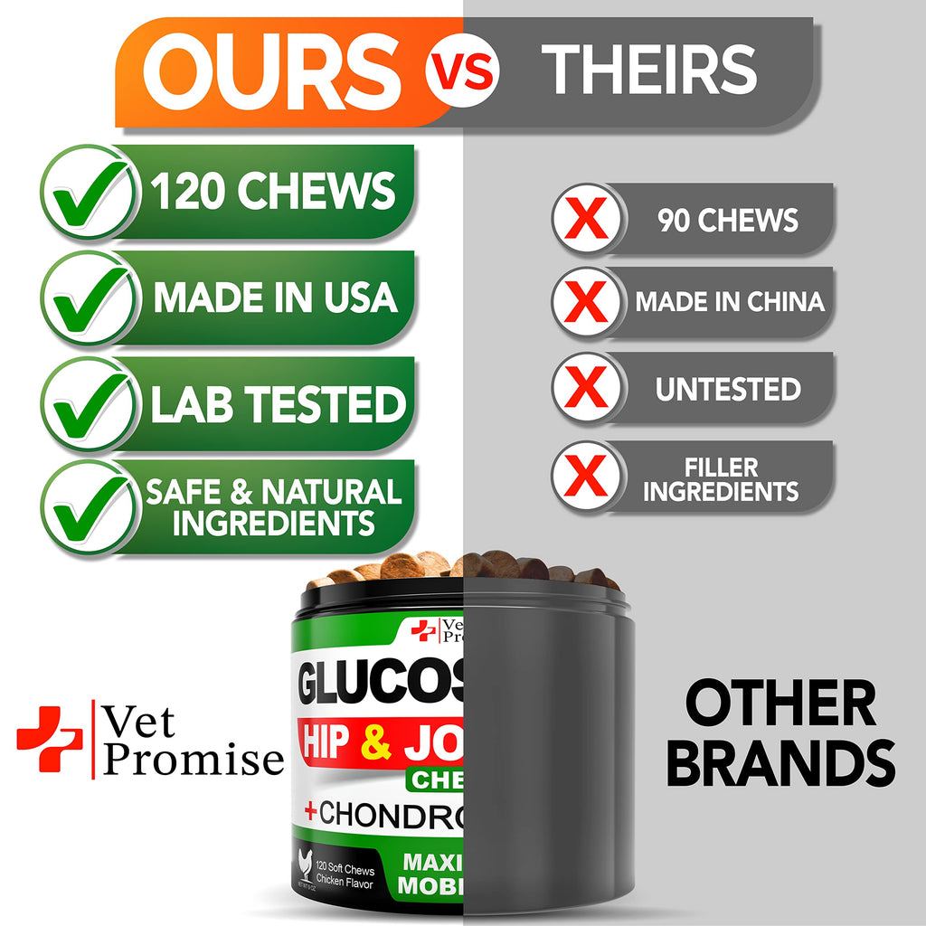 Vet Promise Glucosamine for Dogs - Hip and Joint Supplement for Dogs, Chondroitin & MSM (MN)