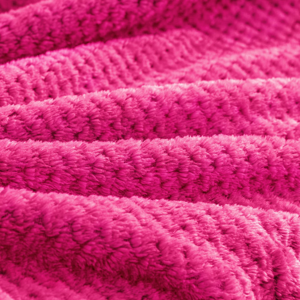 BEDELITE Travel Blanket with Bag, Jacquard Fleece Blanket 65"x40" - Hot Pink view 5