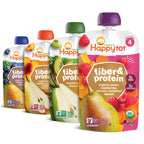 Happy Tot Organics Stage 4 Baby Food Pouches, Gluten Free, Vegan Snack, Fiber & Protein Fruit & Veggie Puree, Fruit & (Pack of 16)