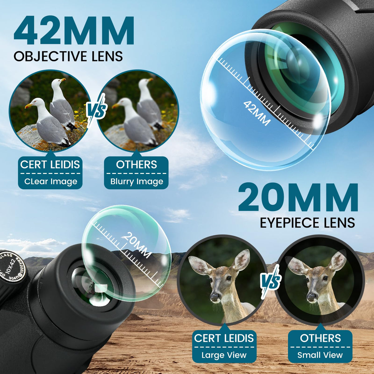 Cert Monocular Telescope for Adults with Tripod & Phone Adapter - Black-1040 view 2