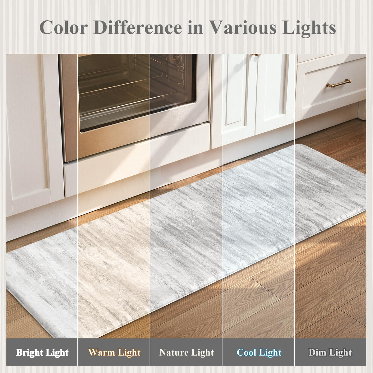 KIMODE Anti Fatigue Kitchen Mat, Abstract Farmhouse Kitchen Rugs Sets of 2 - Grey/Multi / 17.3" x 59"+17.3" x 29"--0.47 inches view 6