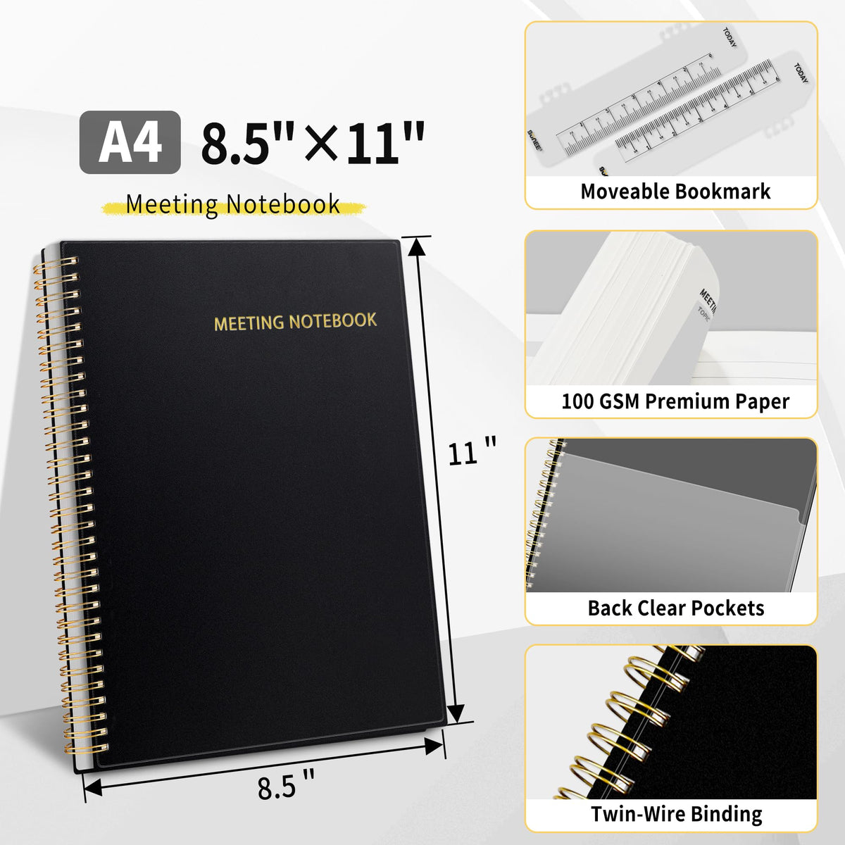 SUNEE Half Meeting Half Note - Professional Notebook for Work