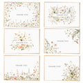 SPIRITDUST 52-pack Floral Thank You Cards Bulk with Kraft Envelopes & Matching Stickers, 3.5x5 Inches, 6 Wildflower