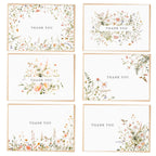 SPIRITDUST 52-pack Floral Thank You Cards Bulk with Kraft Envelopes & Matching Stickers, 3.5x5 Inches, 6 Wildflower