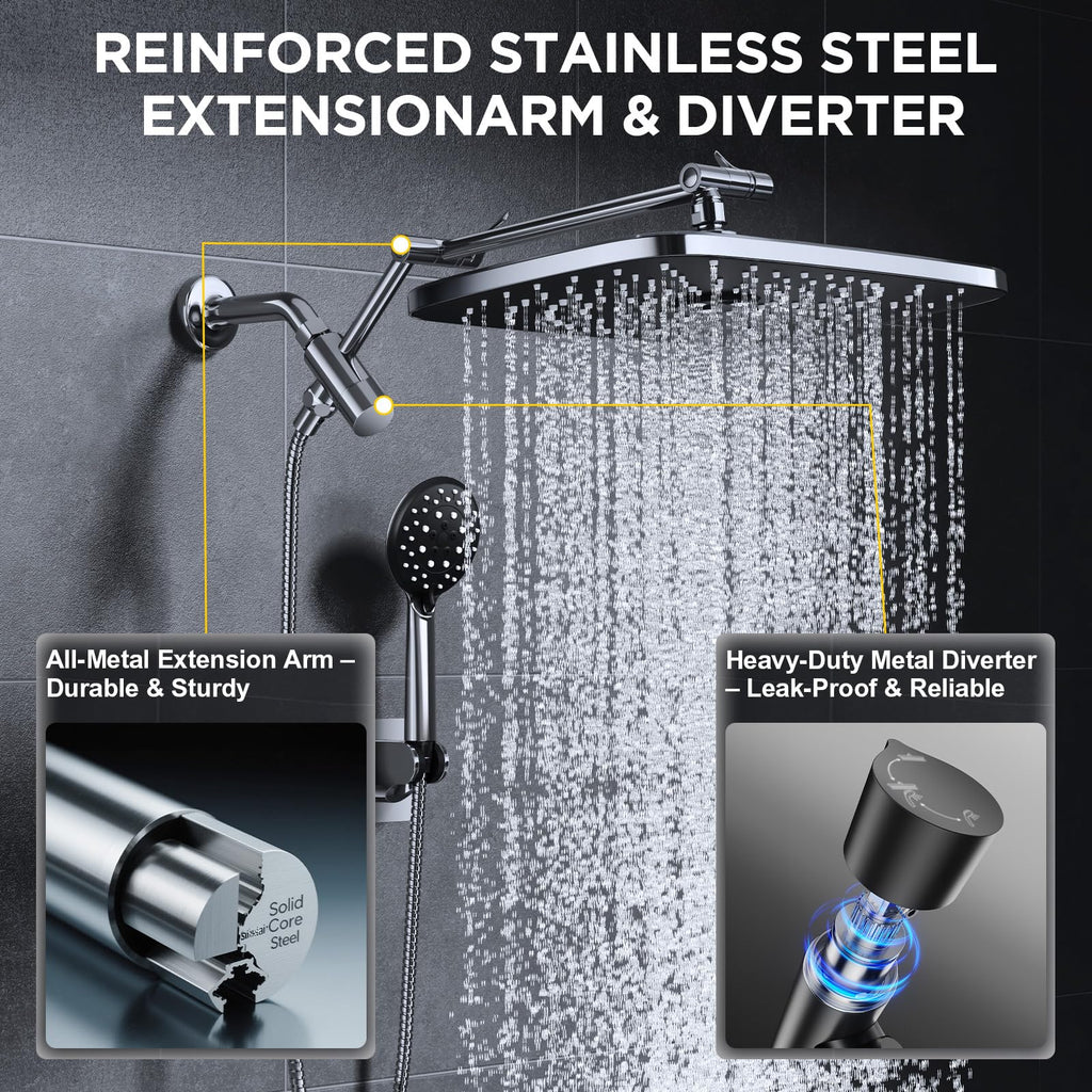 Veken 14" Wide Rain Shower Head with Handheld,Full Body Coverage & Spa-Like (SHC5V404)