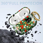 Compatible with AirPod PRO 3 2025 Shockproof Drop-Proof Wireless Earbuds Case with Keychain - Flower bed Black Cat view 5