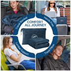 BEDELITE Travel Blanket with Bag, Jacquard Fleece Blanket 65"x40" - Navy view 2
