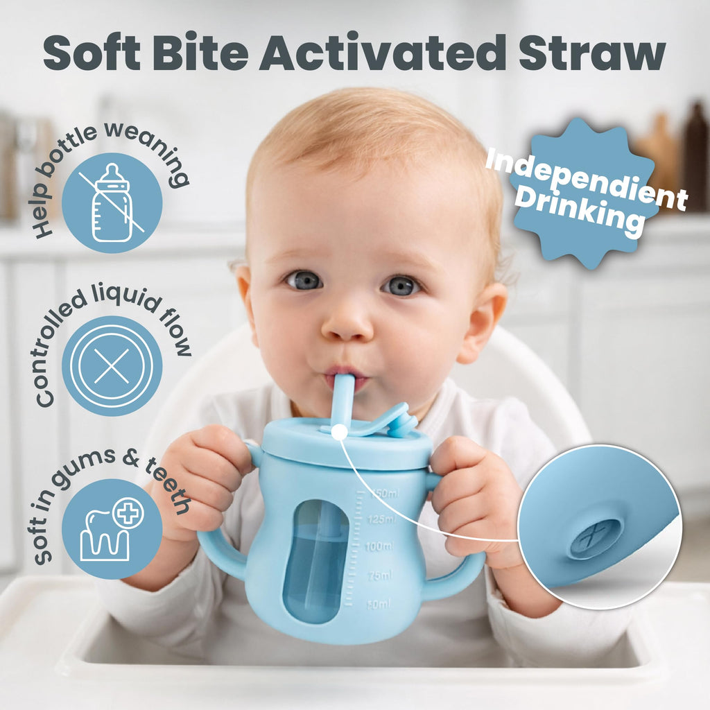 QECOS Silicone Sippy Training Cups with Straw 2-Pack, 6 oz Leak Proof Toddler Cups for (additional view 2)