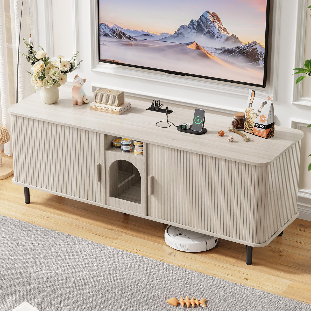 ONBRILL 65 Inches Cat Litter Box Enclosure for 2 Cats