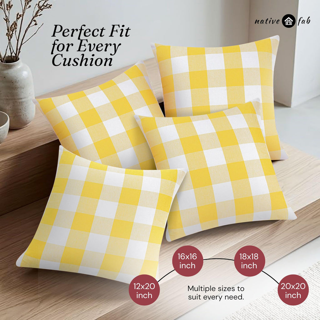 Native Fab Throw Pillow Cushion Cover for Sofa Couch Bed Comfort - Buffalo Lemon Yellow / 20" x 12" (Pack of 2) view 6