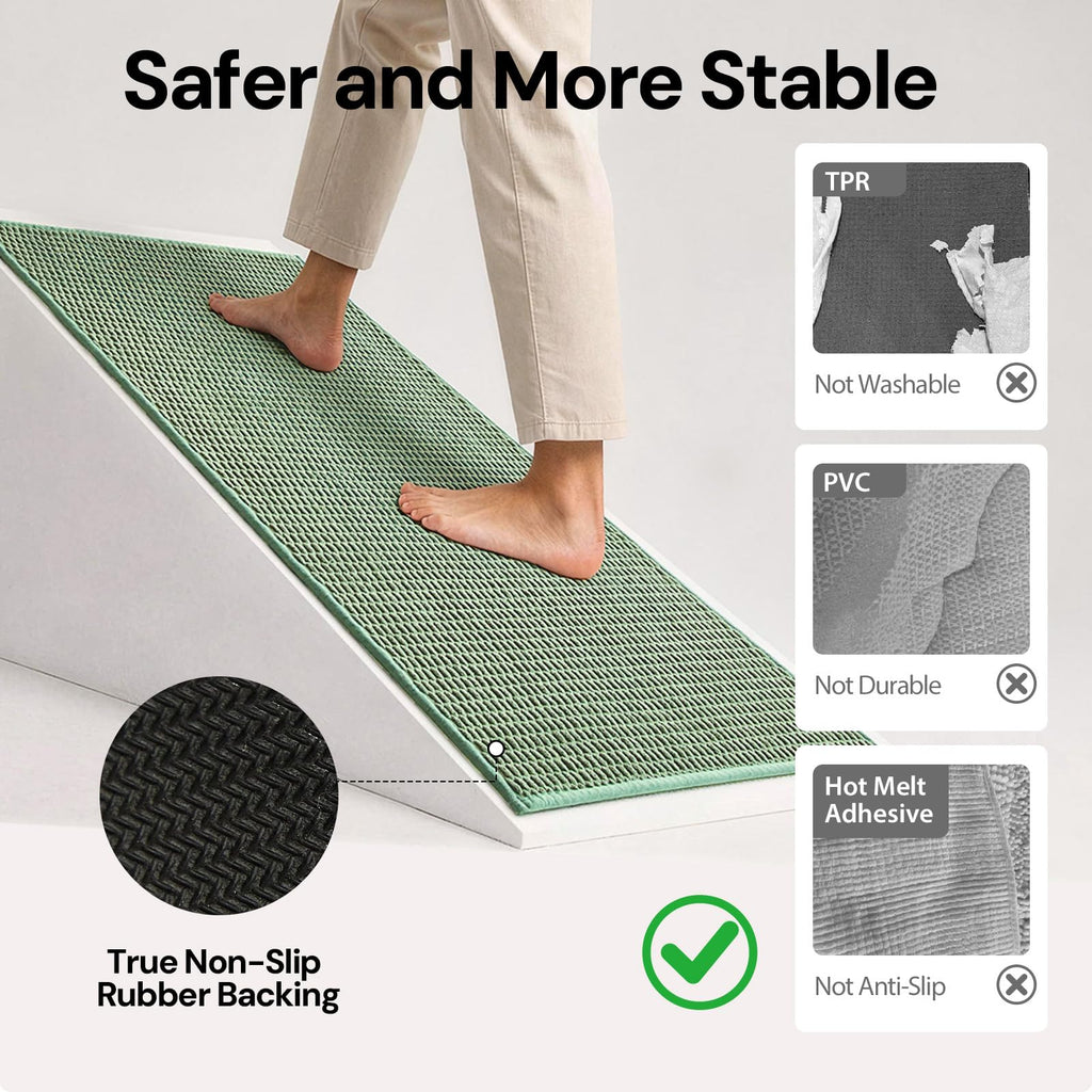 Sunfly Runner Rug with Non Slip Rubber Backing - Sage Green / 2' x 6' (Rectangular) view 6