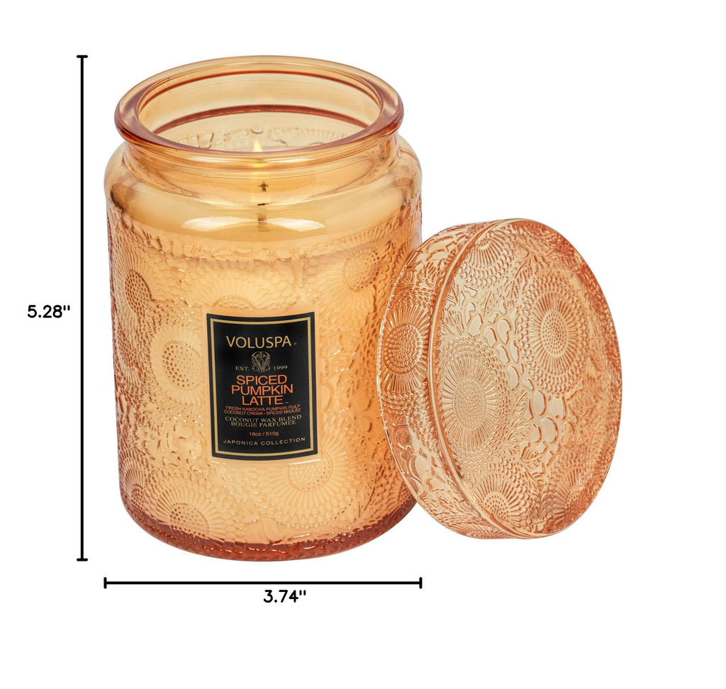 Voluspa Large Scented Candle Jar 18 Oz, 100 Hr Burn - 21 - Spiced Pumpkin Latte view 6