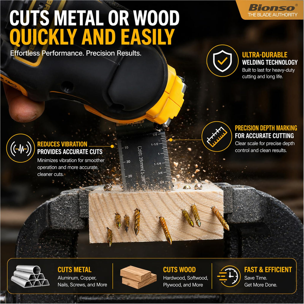 Bionso 35PCS Oscillating Tool Blade Cuts Wood and Metal, Sharp and Durable Titanium Multitool Blades, Multi Tool Blades (Pack of 35)