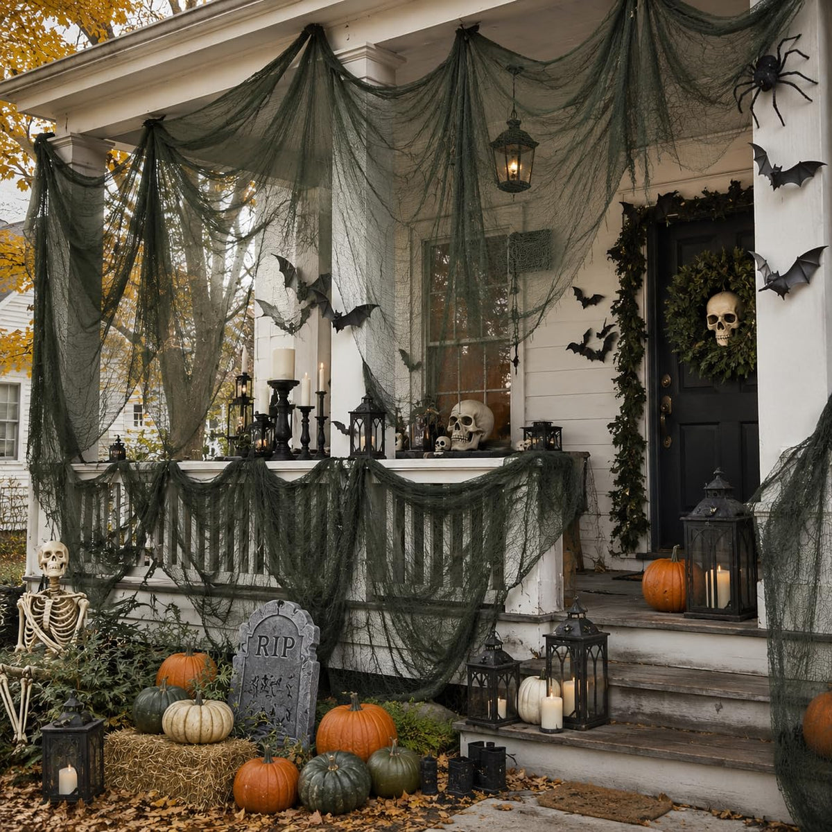 Qtisky Halloween Gauze Creepy Cloth