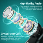 Active Noise Cancelling Ear Buds Wireless Bluetooth Headphones 80H Playtime Display Charging Case 50dB ANC Over - Black view 7