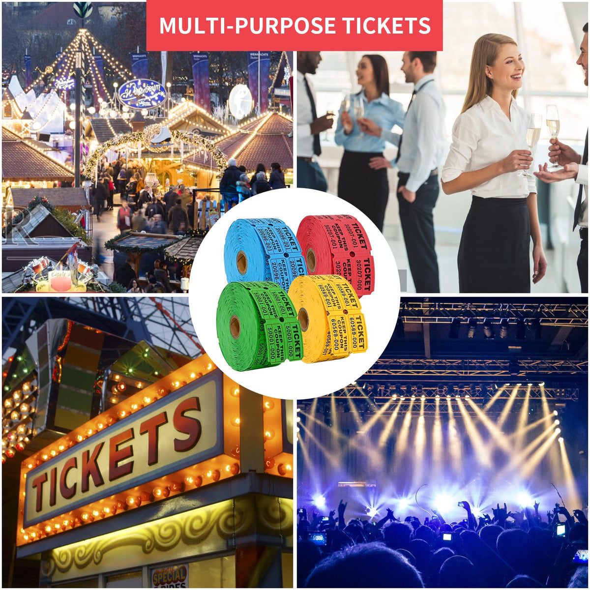 LLIKED Raffle Tickets - 4000-green,yellow,blue and Red view 5