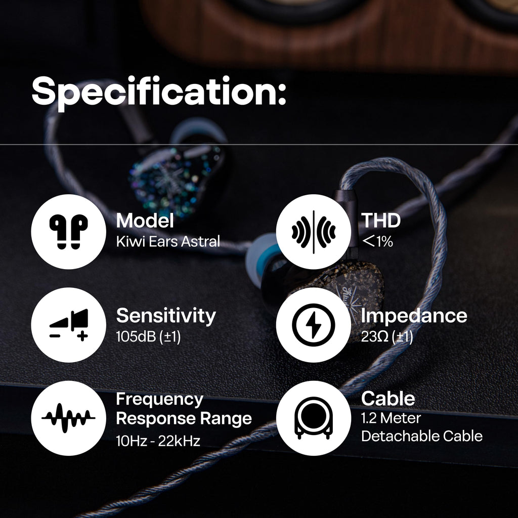 Linsoul Kiwi Ears Astral 1DD+6BA Hybrid in Ear Monitor - Blue view 4