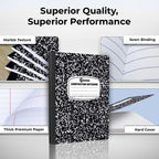 Rosmonde 2000 Pack Composition Notebooks Bulk, Wide Ruled, Black Marble