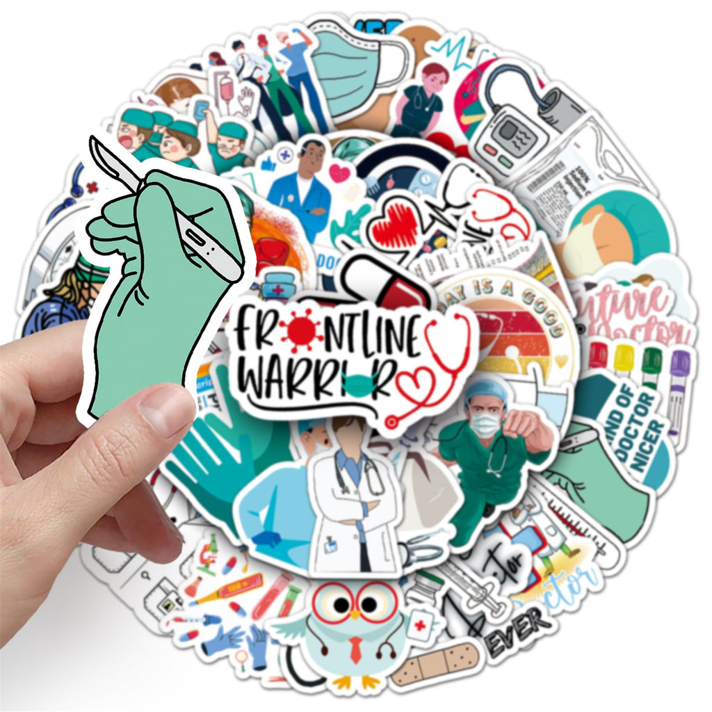 Medical Staff Stickers,50PCs,Doctor Laptop Decals Gift Toddlers Teens Girls Cute Cool (additional view 1)