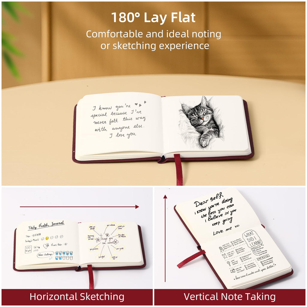 BOBO RABBIT 2 Pack Small Square 100GSM Mini Notebooks Blank Page Sketchbook - C-Red and Brown view 3
