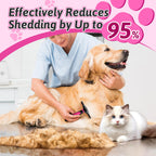 MIU COLOR Pet Grooming Brush Deshedding Tool for Dogs & Cats - Hot Pink / Long Hair view 2